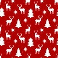 Seamless pattern silhouette reindeer Christmas trees vector illustration Royalty Free Stock Photo